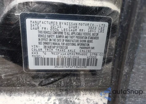 2015 Nissan Sentra S z USA, uszkodzony, nr VIN 3N1AB7AP1FY360138